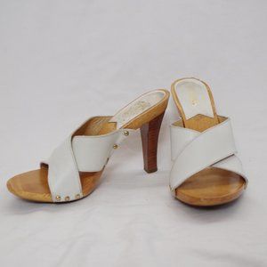 Michael Kors White Leather Heel Slides